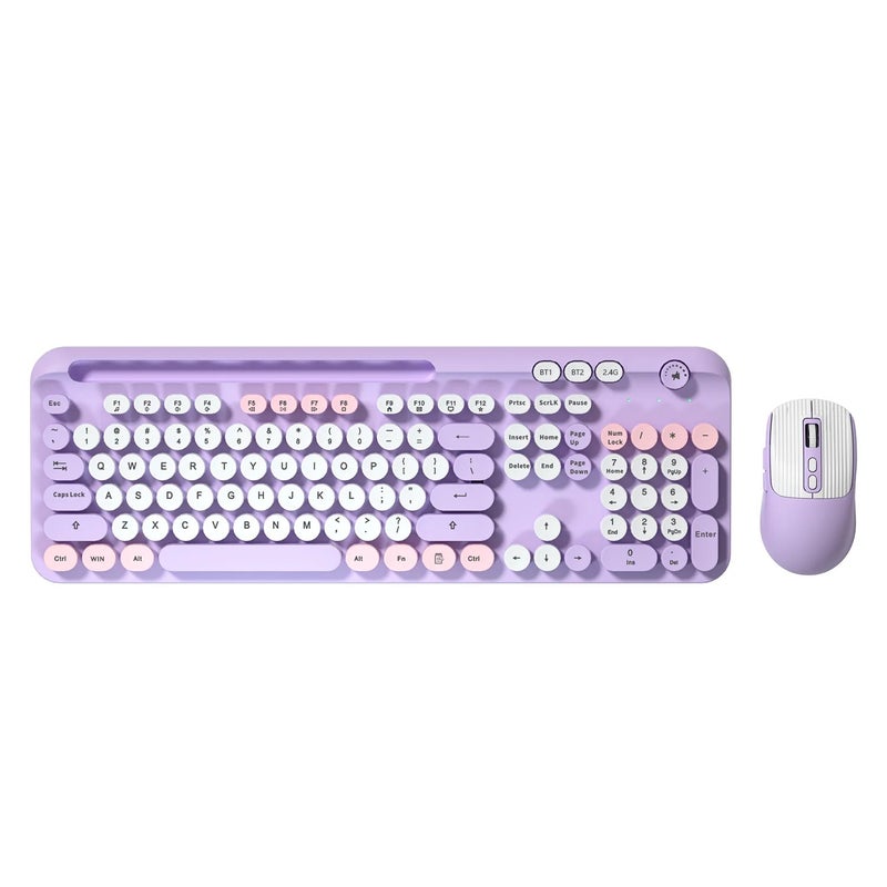 Bluejw KT117 Retro Punk Gaming Keyboard Mouse Combo, Colorful Wireless Keyboard and Mouse Set - Excellent for PC Gamers - Image 5